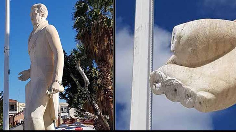 ΝΤΡΟΠΗ Νέα βεβήλωση του αγάλματος του Καποδίστρια στο Ναύπλιο - Του έκοψαν τα δάχτυλα  